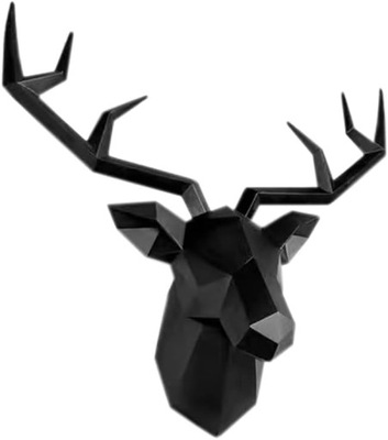 Geometryczna głowa jelenia, rzeźba ścienna, nowoczesna statuetka z rogu, je