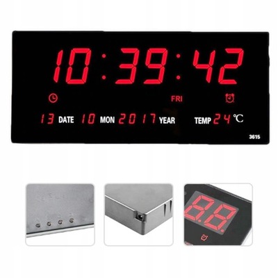 DUŻY ZEGAR CYFROWY LED 36X15 DATA TERMOMETR ALARM
