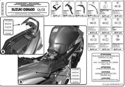 KAPPA STELAŻ KUFRA CENTRALNEGO SUZUKI GSR 600 (06-11) Z PŁYTĄ MONOLOCK