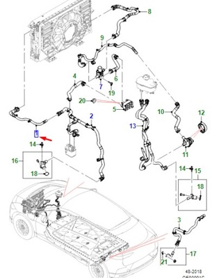 Jaguar i-pace x590 радиатор to шланг outlet шланг t4k9148 original фото №1