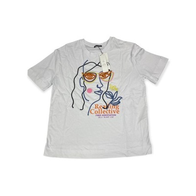 Biała koszulka T-shirt damski ZARA M