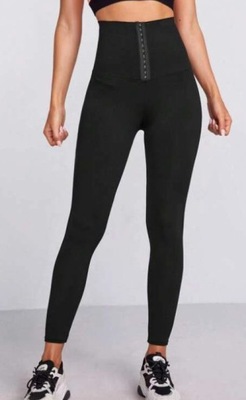 SHEIN LEGGINSY SPORTOWE ZAPINANE CZARNE 44 V1B