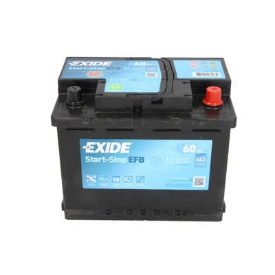 АКУМУЛЯТОР EXIDE EFB 12V 60AH 640A P+ EL600 СТАРТ СТОП MOŻLIWY DOWÓZ МОНТАЖ