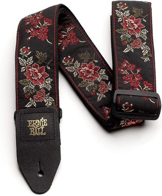 Red Rose Jacquard Guitar Strap