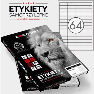 ETYKIETY 48.5 X 16.9 MM. 64 SZT/A4 EMERSON UNIWERSALNE