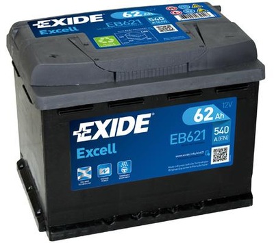 АККУМУЛЯТОР EXIDE EB621 EXCELL 12V 62AH 540A(EN) L+