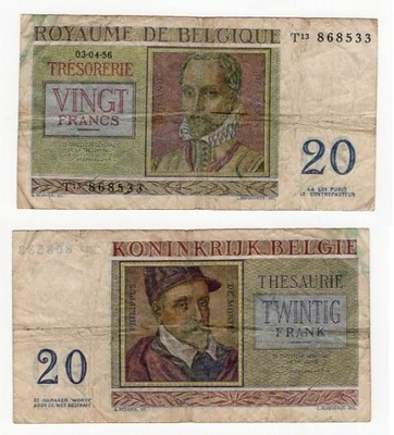 BELGIA 1956 20 FRANCS