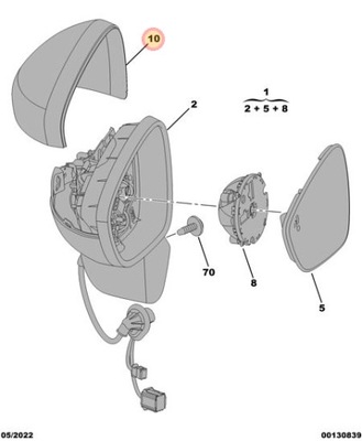 КОРПУС ЗЕРКАЛА ZEWNĘTRZNEGO ЛІВОГО OPEL CROSSLAND X - 98111713KT