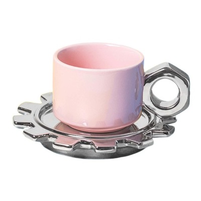 Filiżanka do latte z podstawką Naczynia do napojów Nowość Ceramiczne kubki do kawy Kubek na sok Różowy