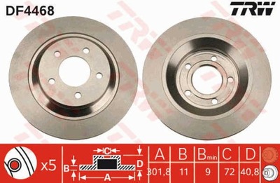 DISCOS DE FRENADO PARTE TRASERA TRW DF4468  