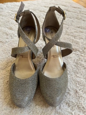 Nowe srebrne buty na obcasie Tamaris 40