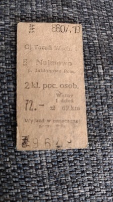 Bilet Toruń Wsch. - Najmowo 1986 r . II