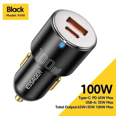 ESSAGER 100W CAR CHARGER FAST CHARGING QUICK CHARGER QC PD 3.0 PARA IPHONE  