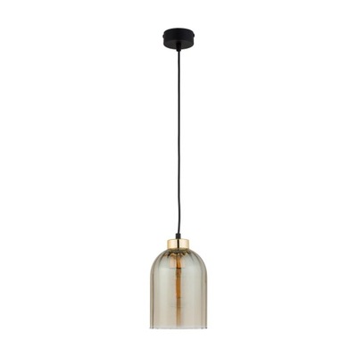 Lampa Wisząca SATIPO Czarny Złoty Szklany Klosz 1xE27 14cm Lampa Sufitowa