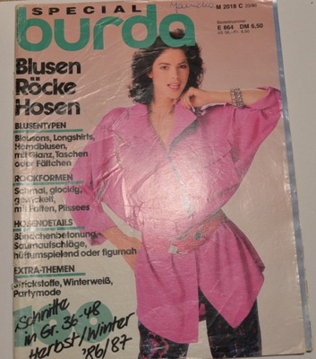 Burda special bluzki vintage 1986 szycie wykroje