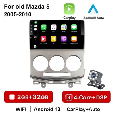 NAVEGACIÓN GPS ANDROID 13 RADIO DE AUTOMÓVIL PARA MAZDY 5 2005-2010 CARPLAY  