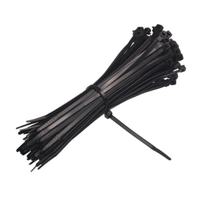 OPASKI ZACISKOWE 300X7,6MM - CZARNE PLASTIKOWE, 100SZT/OPAKOWANIE, TRYTYTKI