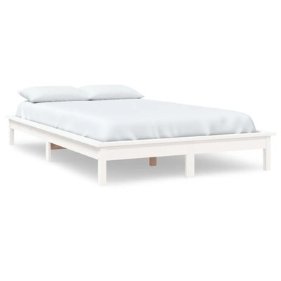 Rama łóżka, biała, 135x190 cm, lite drewno sosnowe
