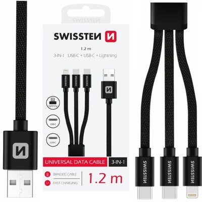 SWISSTEN adapter Kabel do ładowania USB - 2x USB typ C USB-C Lightning