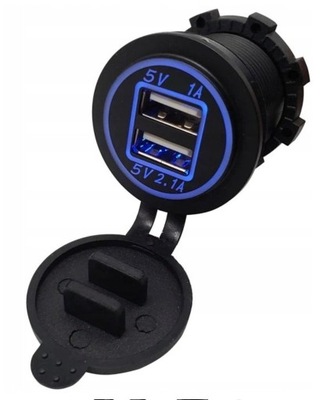 Зарядний пристрій автомобільна 2x usb 3,1a панель роз'єм прикурювача led фото №1