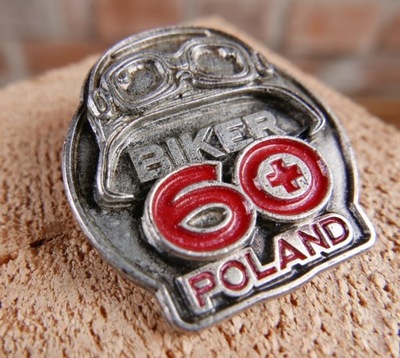 Motocyklista Biker 60+ Kask Znaczek Blacha Poland