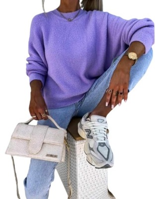 Sweter długi rękaw fiolet