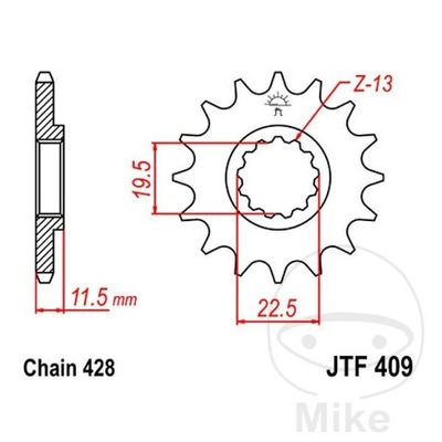 ЗУБЧАТКА ПЕРЕДНЯЯ JT F409-14, 14Z, РАЗМЕР 428