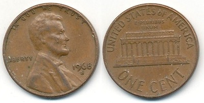 USA 1 Cent - 1968r S ... Monety (nr3)