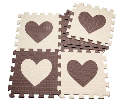 Mata podłogowa piankowa 9el Serduszka 111667