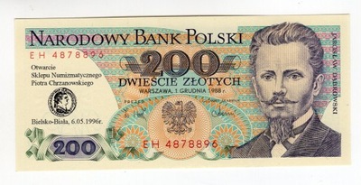 200 złotych 1988 EH banknot z nadrukiem