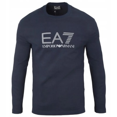 EA7 EMPORIO ARMANI KOSZULKA LONGSLEEVE - LOGO 3D - GRANATOWY - M