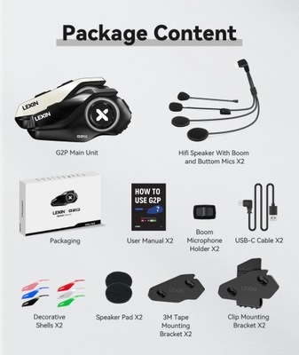 2023 nowy Lexin G2 interkom motocyklowy kask zestawy słuchawkowe Bluetooth