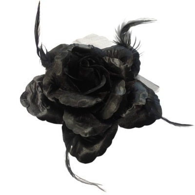 Broszka / gumka z dużym kwiatem w kolorze czarnym