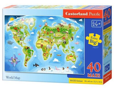 Puzzle Maxi: World Map 40 MAPA ŚWIATA 4+