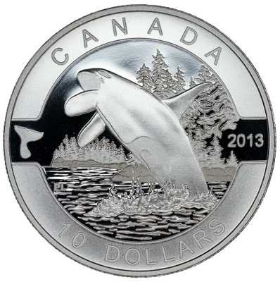10 Dolarów 2013 Kanada - Orka - Elżbieta II - Srebro