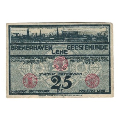 Banknot, Niemcy, Bremerhaven Geestemünde und Lehe