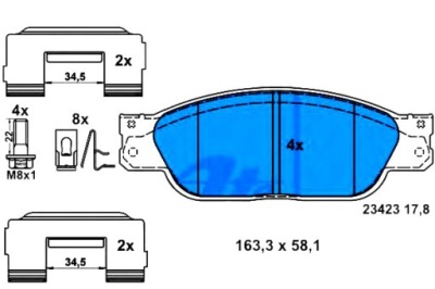Ate гальмівні колодки гальмівні jaguar s-type 2.5-4.2 01.99-1 фото №1