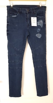 ASOS_SPODNIE JEANS BIKER PRZETARCIA R.30