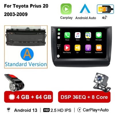 NAWIGATOR GPS ANDROID 13 RADIO DE AUTOMÓVIL CARPLAY PARA TOYOTA PRIUS 2002-2009 2006  