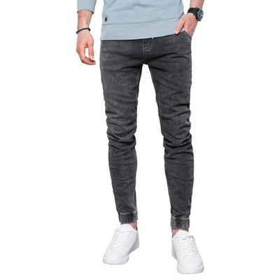 Spodnie męskie jeansowe joggery szare P907 XL