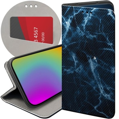 ETUI Z KLAPKĄ DO HUAWEI Y6 2019 WZORY GRANATOWE FUTERAŁ POKROWIEC CASE