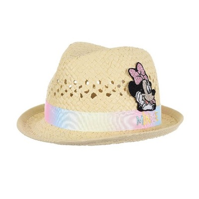 Disney Myszka Minnie słomiany kapelusz dziewczęcy beżowa czapka letnia 48