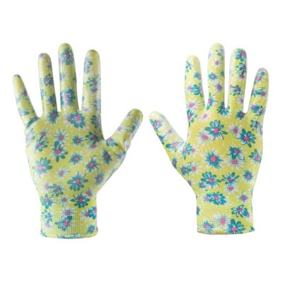 Rękawice ogrodowe damskie w kwiatki nitryl 8 VERTO