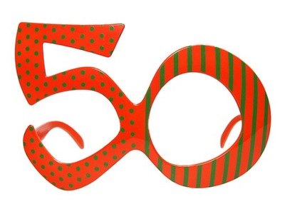 Okulary Imprezowe 50 urodziny pomarańczowe