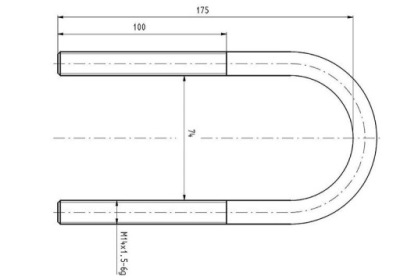 Скоба ресора cybant m14x1.5/74x175 фото №1
