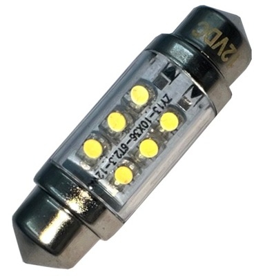 żarówka rurkowa 6 LED 10x36 mm c5w c10w 12V biała