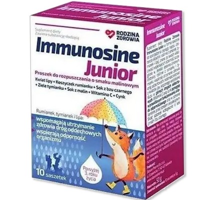 Rodzina Zdrowia Immunosine Junior smak malinowy, 10 saszetek