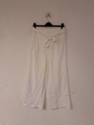 BOOHOO białe spodnie kuloty lniane 44