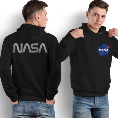 Bluza męska NASA kangurka Z ODBLASKIEM, czarna 3XL