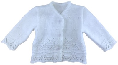 SWETEREK biały sweter Chrzest 62 cm 2-4 m ażurowy